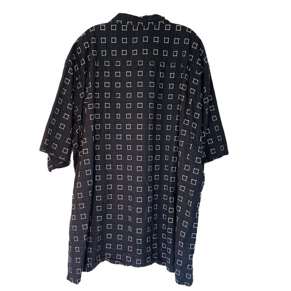 Cote De France Shirt Black White Squares Button Up Cotton SS sz 4XL EUC! - Picture 2 of 2